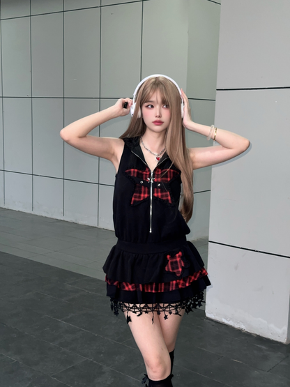 Star Check Hoodie Dress PA20143