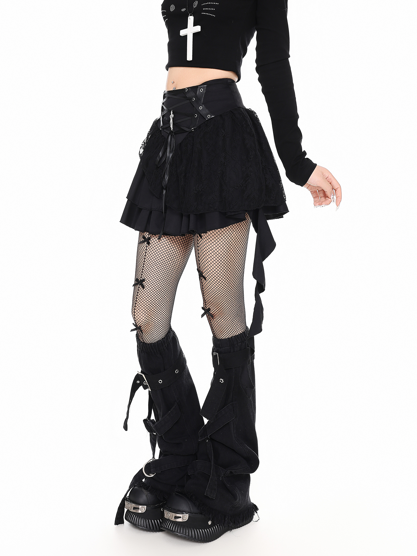 Retro Gothic Lace Tassel Cake Skirt PA20271