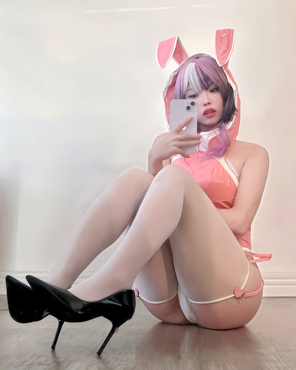 Pink Bunny Hoodie Bodysuit Lingerie KO72