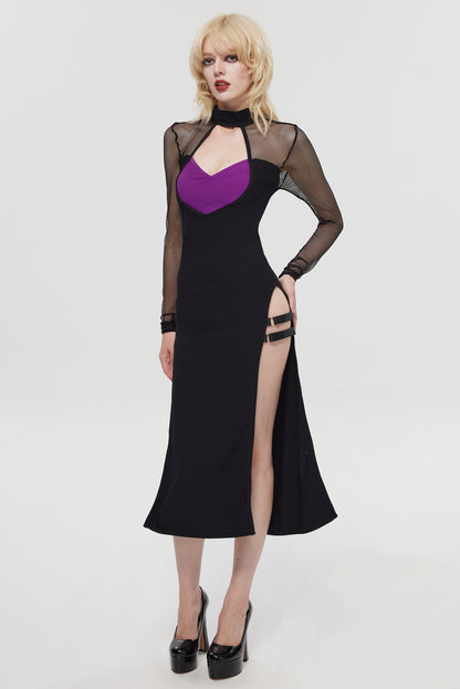 Pre-Sale Dark Gothic Fishnet Maxi Dress HK011
