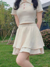 Bowknot polo collar top + tutu skirt PL53363