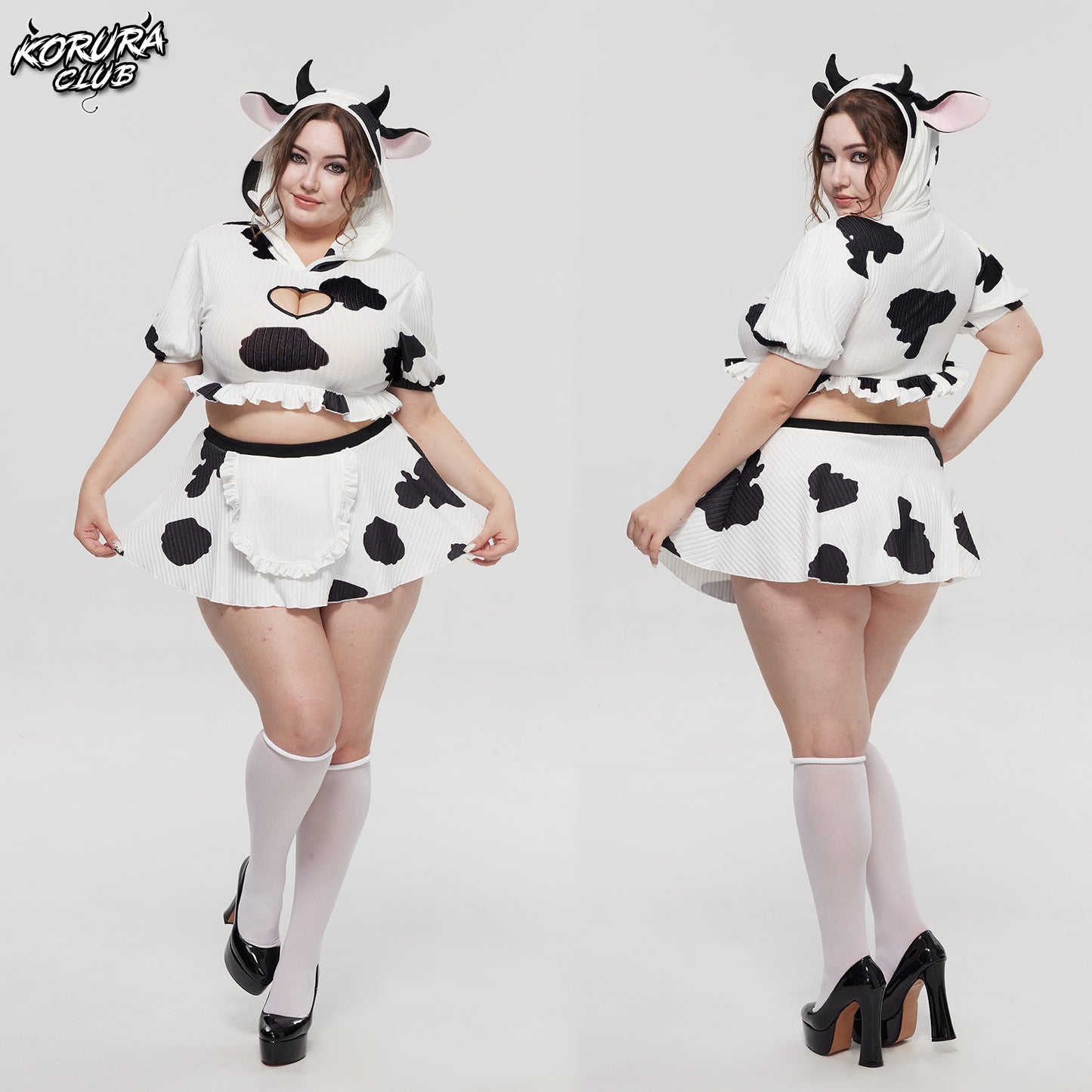 Pre- Sale Cosplay Cow Print Skirt Set KO155