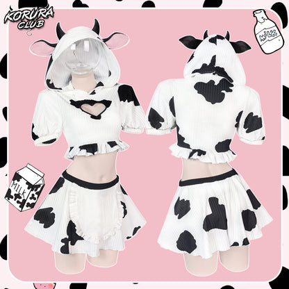 Cosplay Cow Print Skirt Set KO155