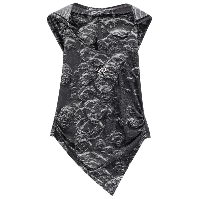 Wasteland style lace cut patchwork hooded top PA20242