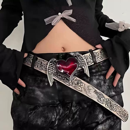 Gothic retro love wings y2k belt PA20231