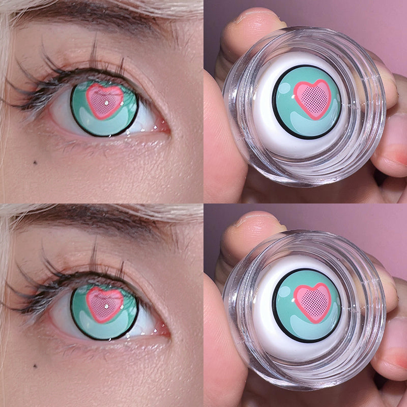 CUTE HEART GREEN CONTACT LENSES(TWO PIECES) PL53259