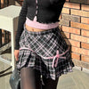 Black and Red Plaid Color Block Pleated Skirt PL53434