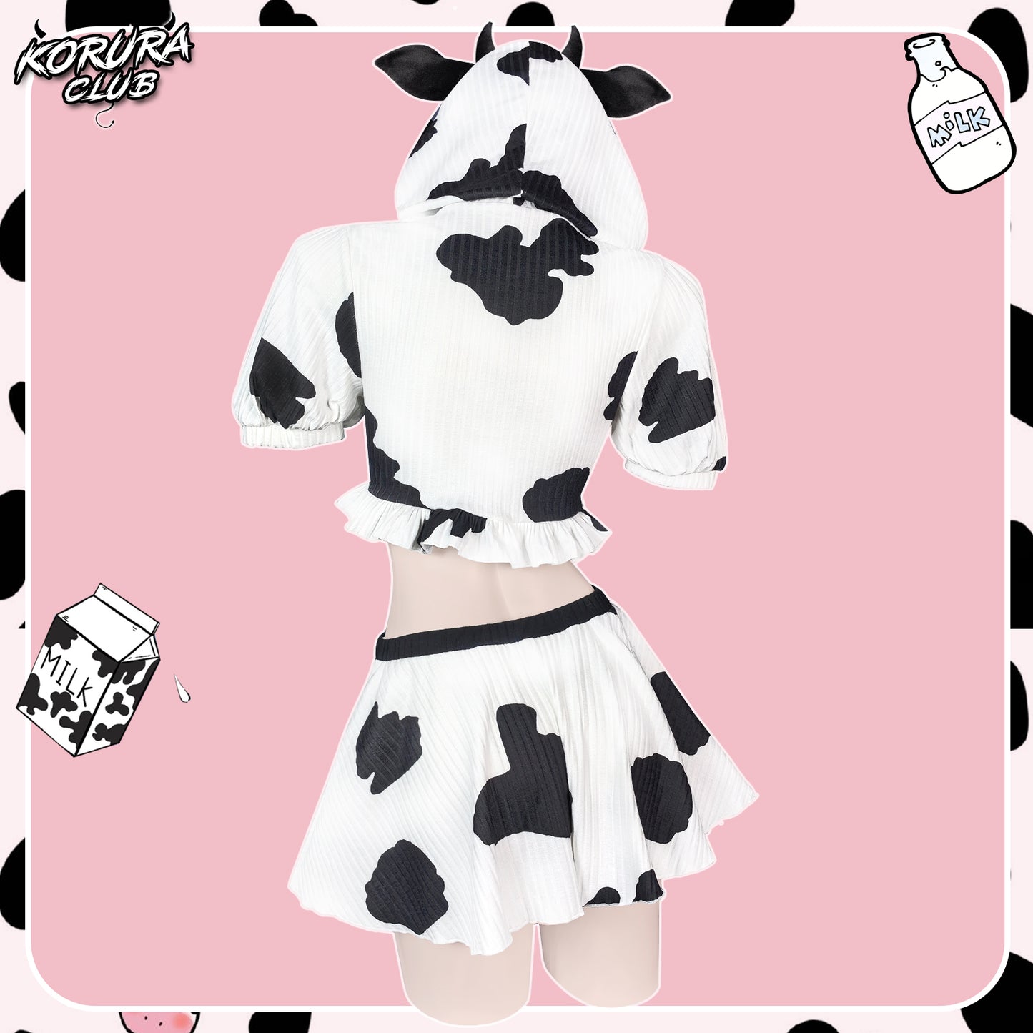 Cosplay Cow Print Skirt Set KO155