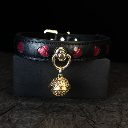 Black leather choker neckband PA20145