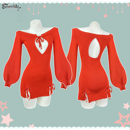 BUTTERFLY KNOT V-NECK DRESS SR06