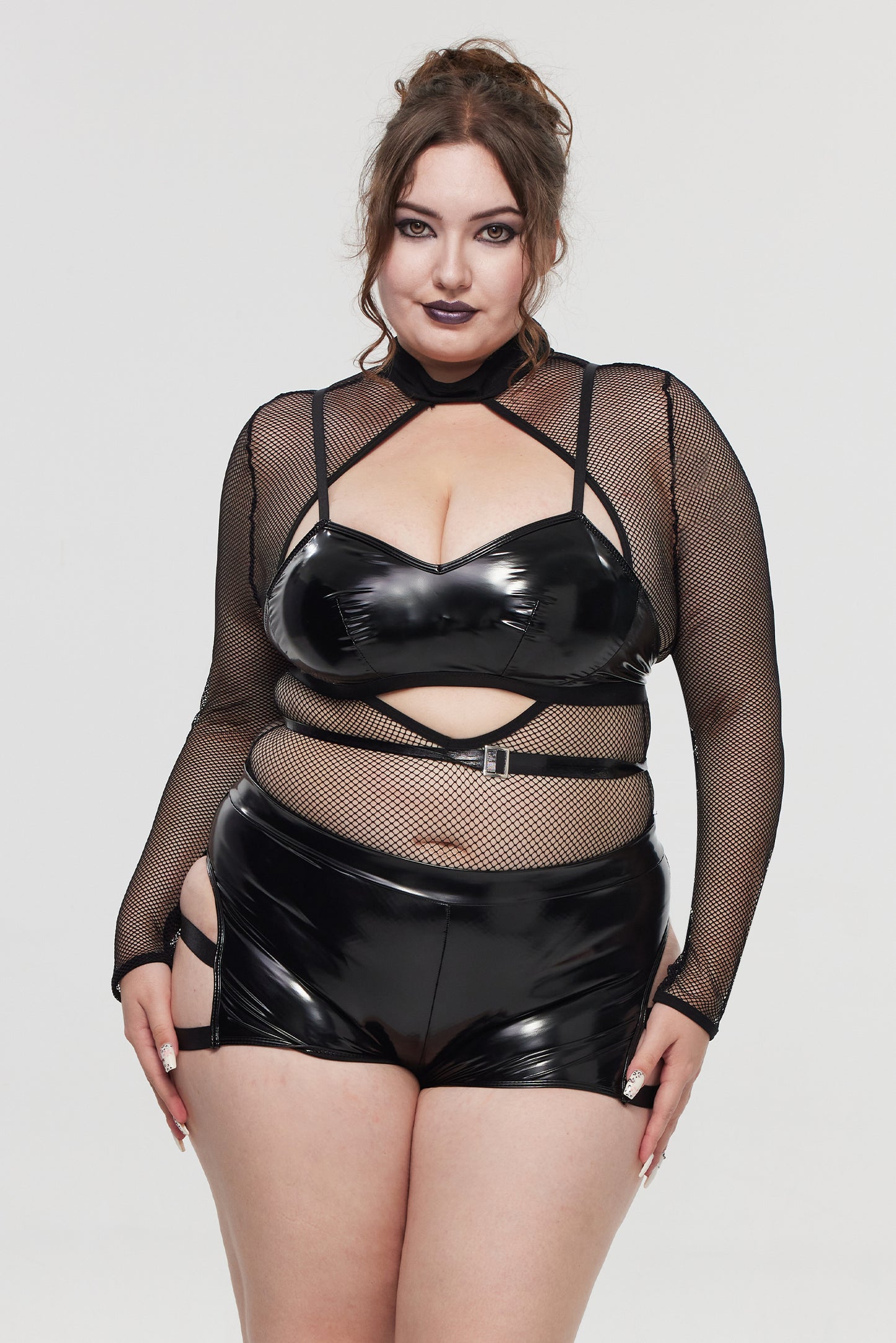 Pre-Sale Gothic Fishnet Motorcycle Lingerie Set (2-Piece) HK002