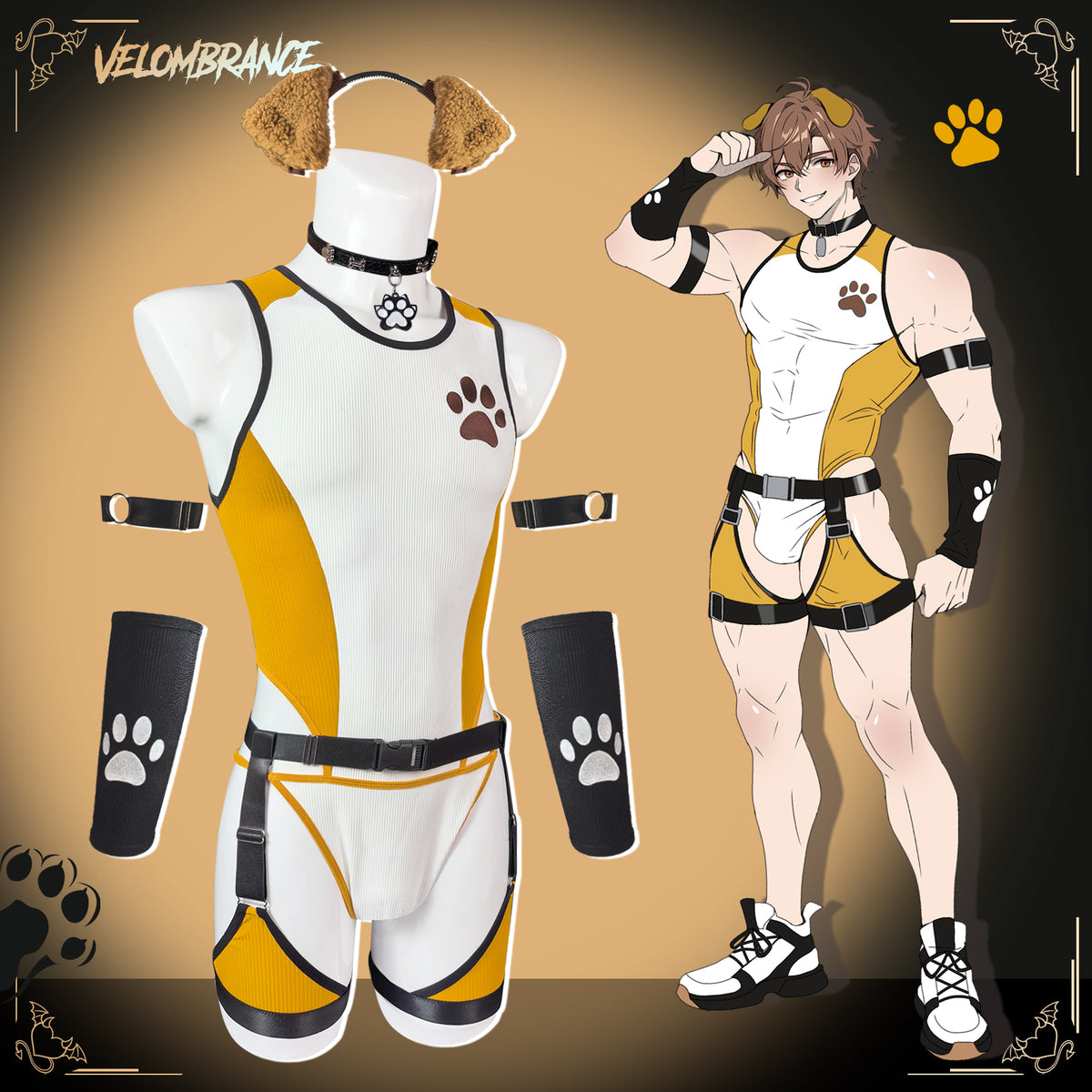 Pre-Order Puppy Femboy Bodysuit Set (5-Piece Set) AS74