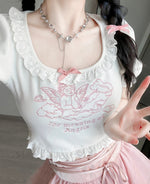 Angel sweet lace T-shirt + tutu skirt PL53362