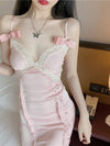 Pink Bow Lace Slip Dress PL53533