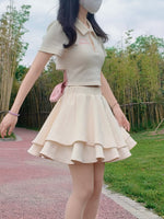 Bowknot polo collar top + tutu skirt PL53363