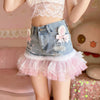 Lace Bunny Ear Denim Shorts PL53723