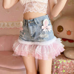 Lace Bunny Ear Denim Shorts PL53723