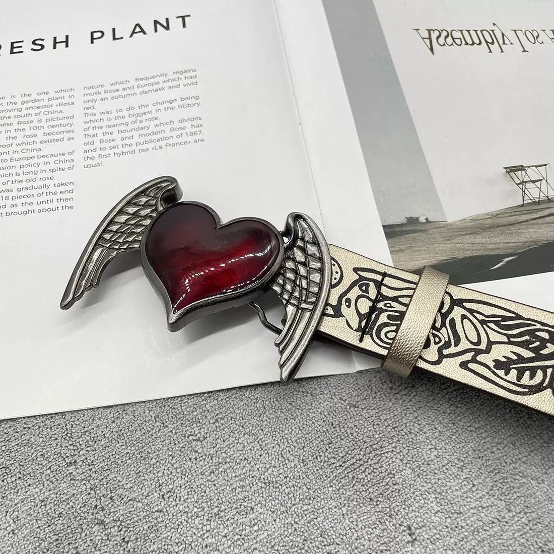 Gothic retro love wings y2k belt PA20231