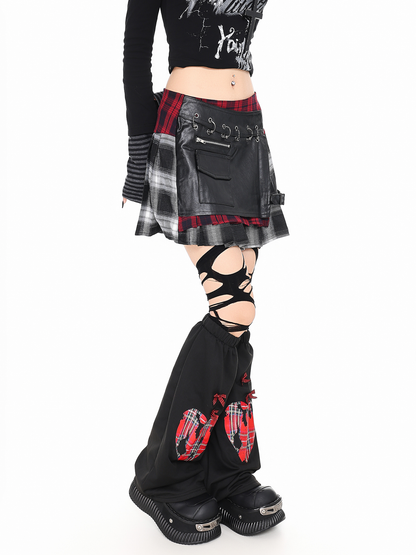 Plaid patchwork irregular skirt PA20277