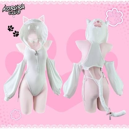 White SHY NEKO BODYSUIT MG18