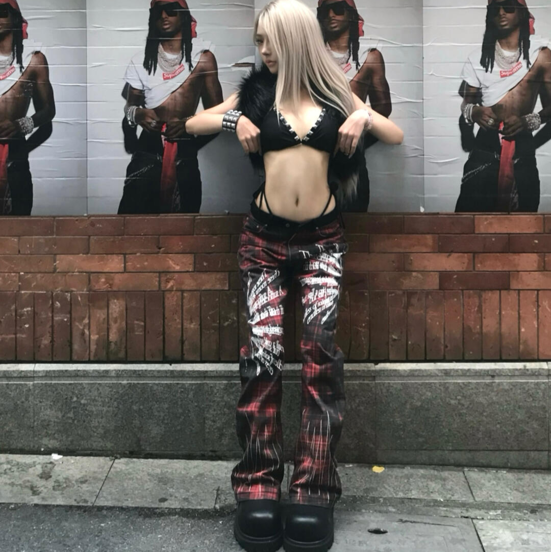 y2k Yabi punk wide-leg pants PA20247