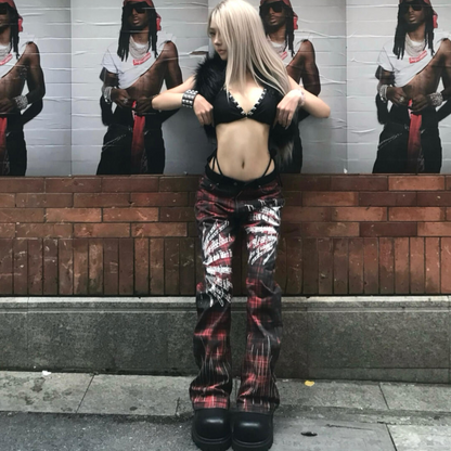 y2k Yabi punk wide-leg pants PA20247