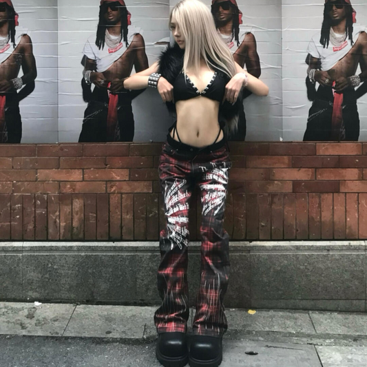 y2k Yabi punk wide-leg pants PA20247