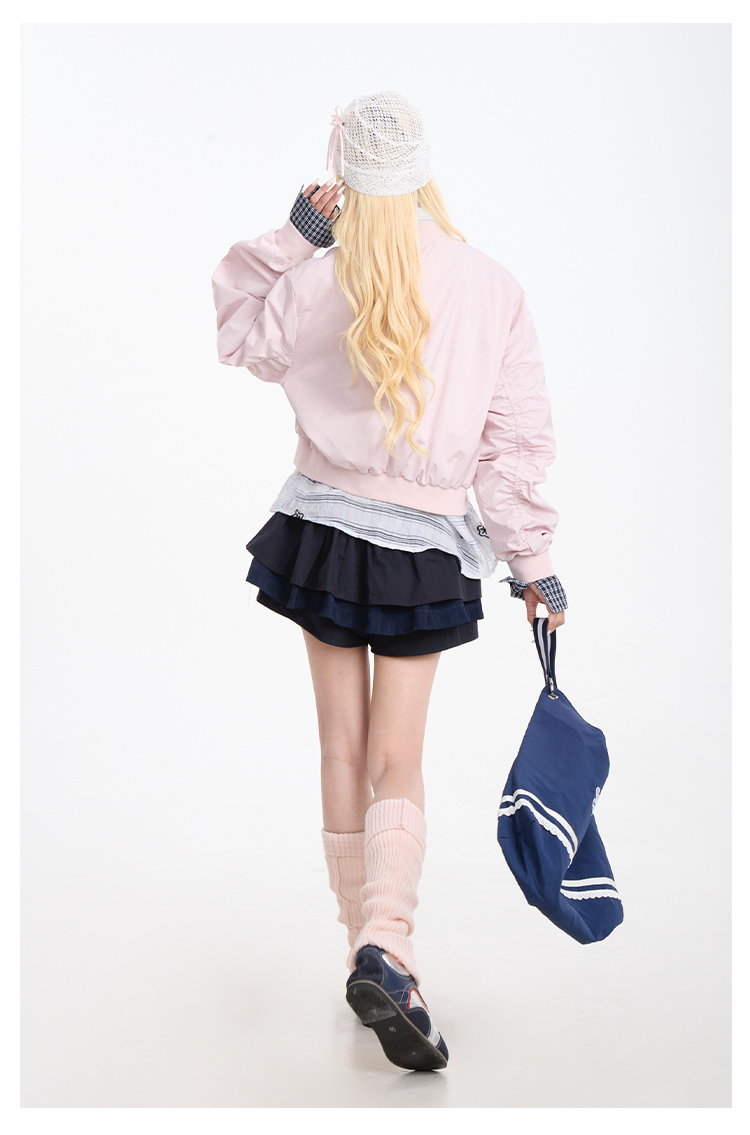 Plaid patchwork jacket and culottes set PA20163