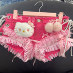 Lace Cat Denim Shorts PL53818