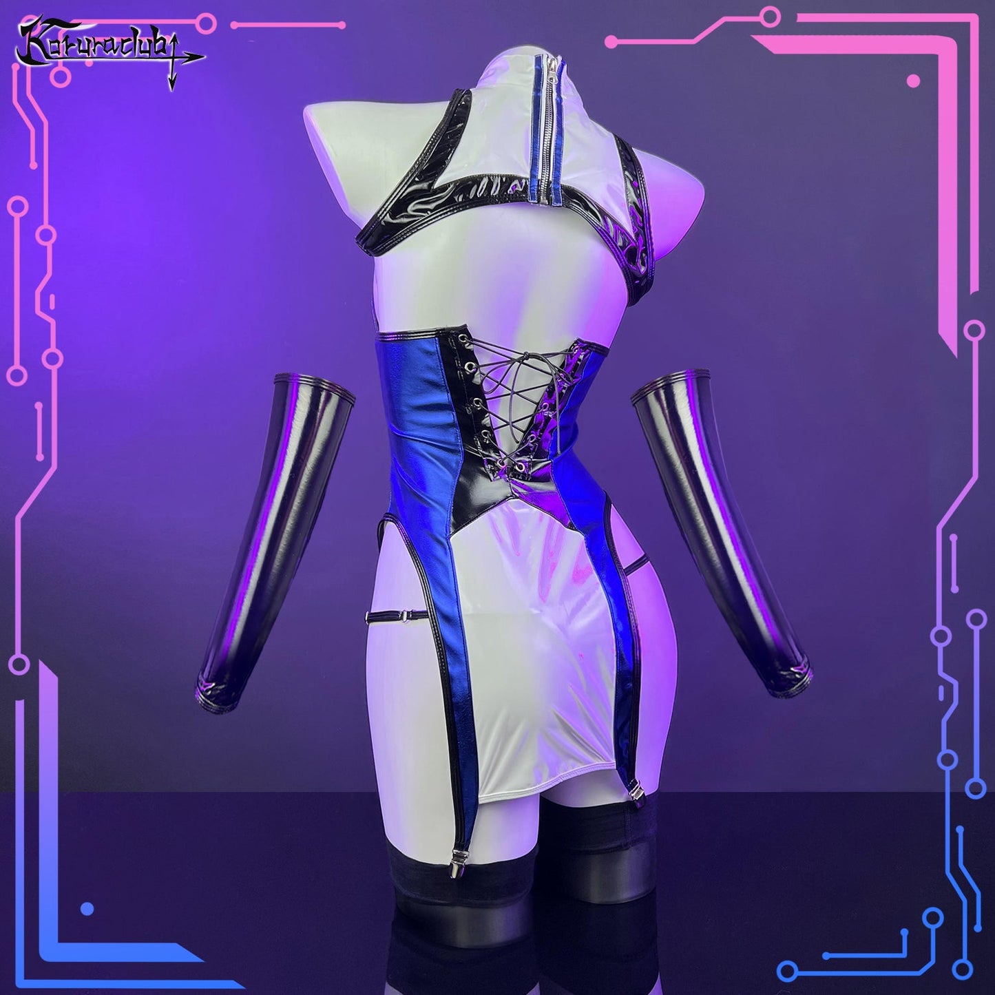 Blue And White Cyber Cheongsam KO61