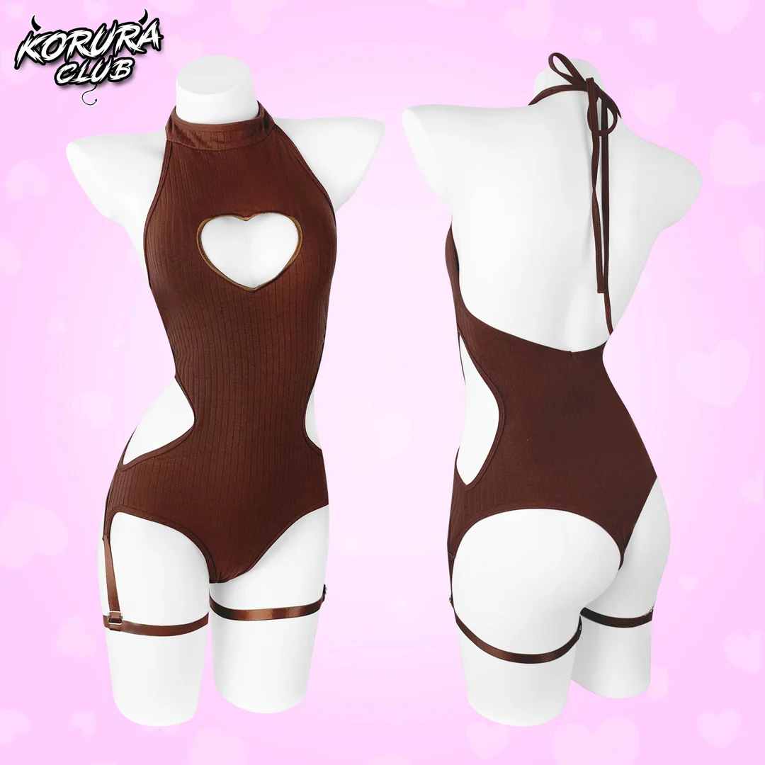 Cute Brown Heart Bodysuit MG23