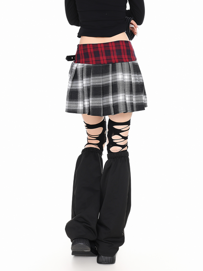 Plaid patchwork irregular skirt PA20277