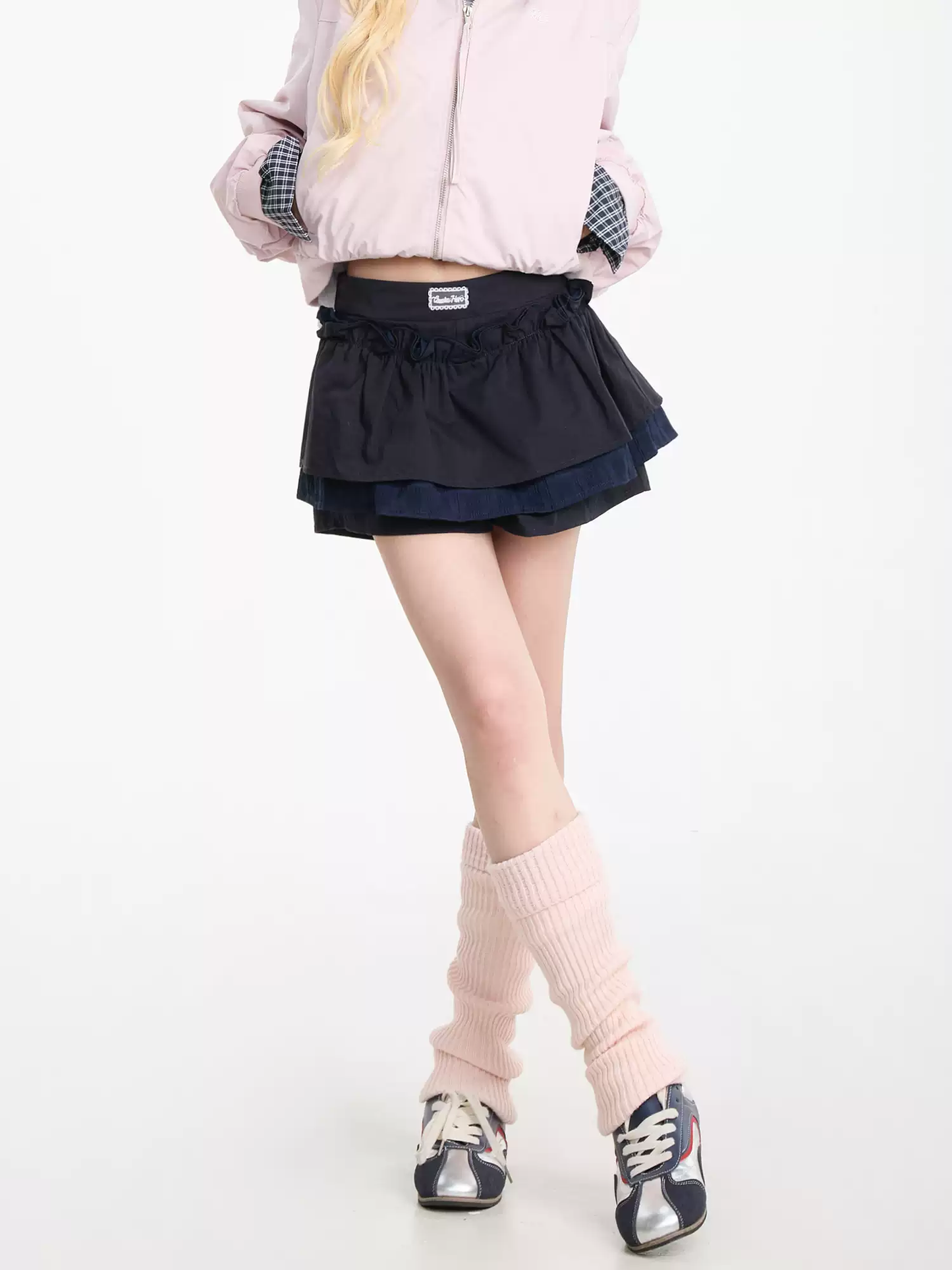 Plaid patchwork jacket and culottes set PA20163