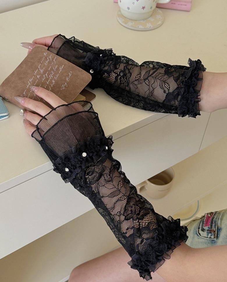 Lace Bow Vintage Diamond Gloves PA20191