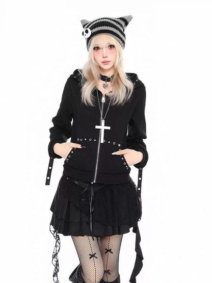 Gothic Studded Hottie Hooded Jacket PA20273
