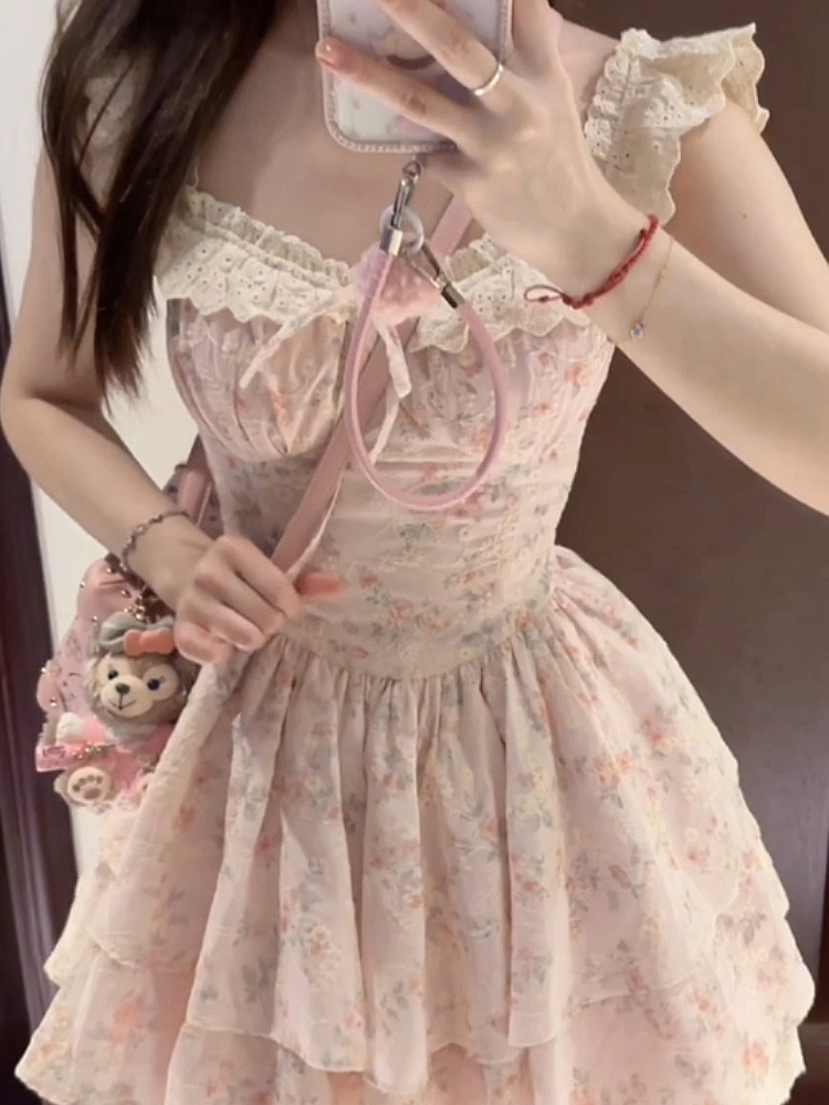 Waist Floral Lace Princess Dress PA20212