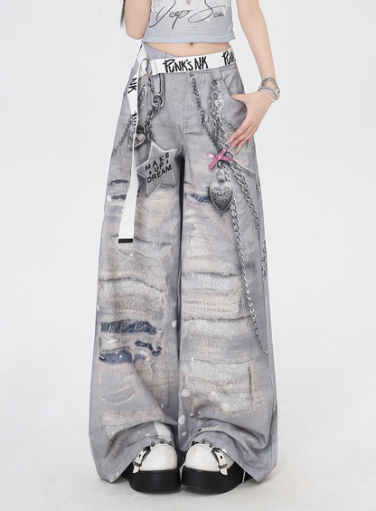 retro print high waist trousers PA20132