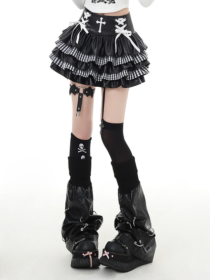 Punk cake leather skirt PA20137