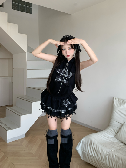 Star Check Hoodie Dress PA20143