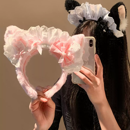 Bow cat ear plush headband PA20234