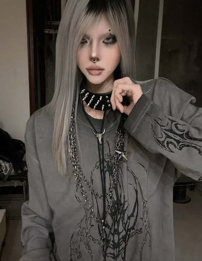 Gothic washed distressed top PA20243