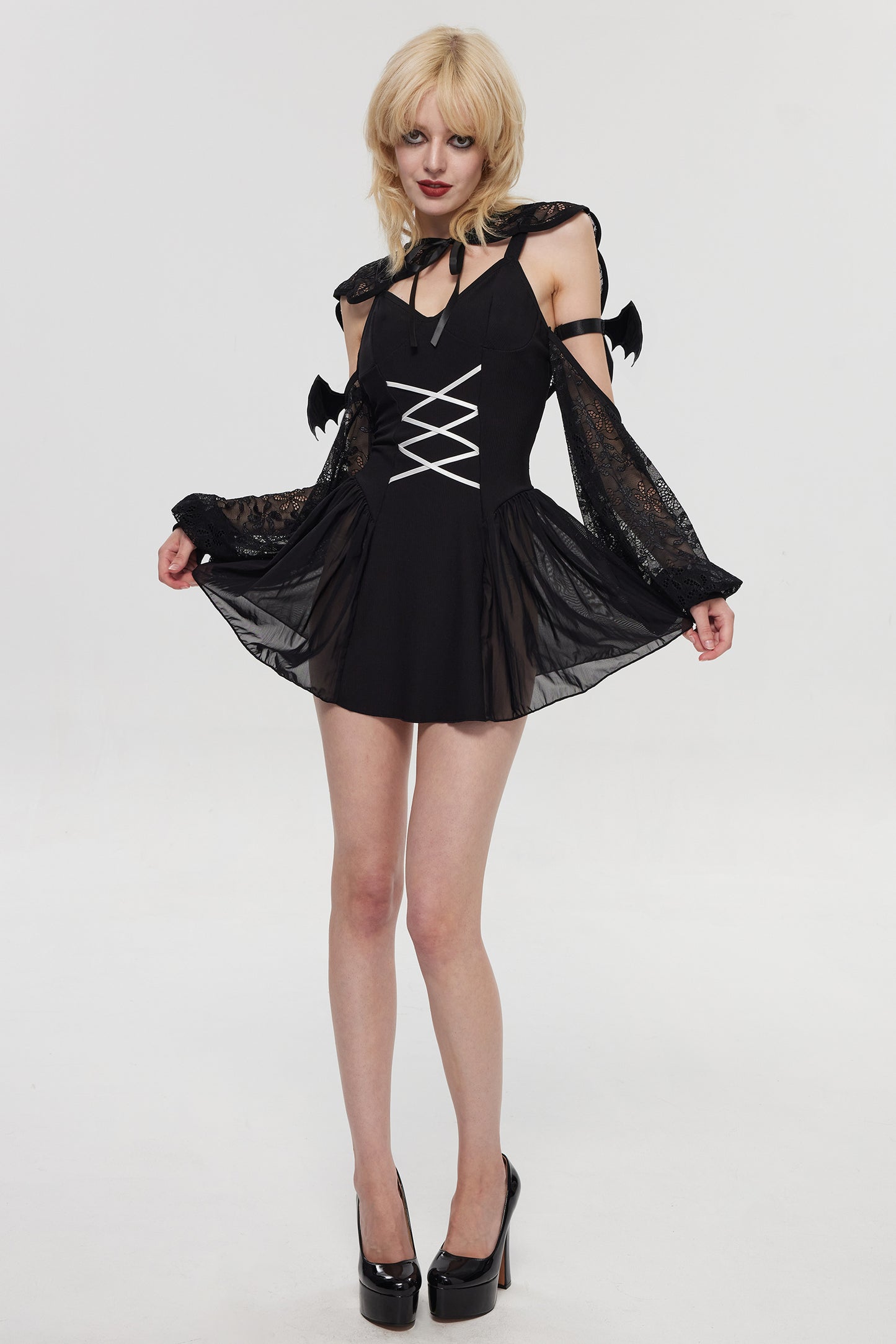 Pre-Sale Gothic Devil Mini Dress Costume (3-Piece Set) HK004