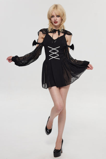 Pre-Sale Gothic Devil Mini Dress Costume (3-Piece Set) HK004