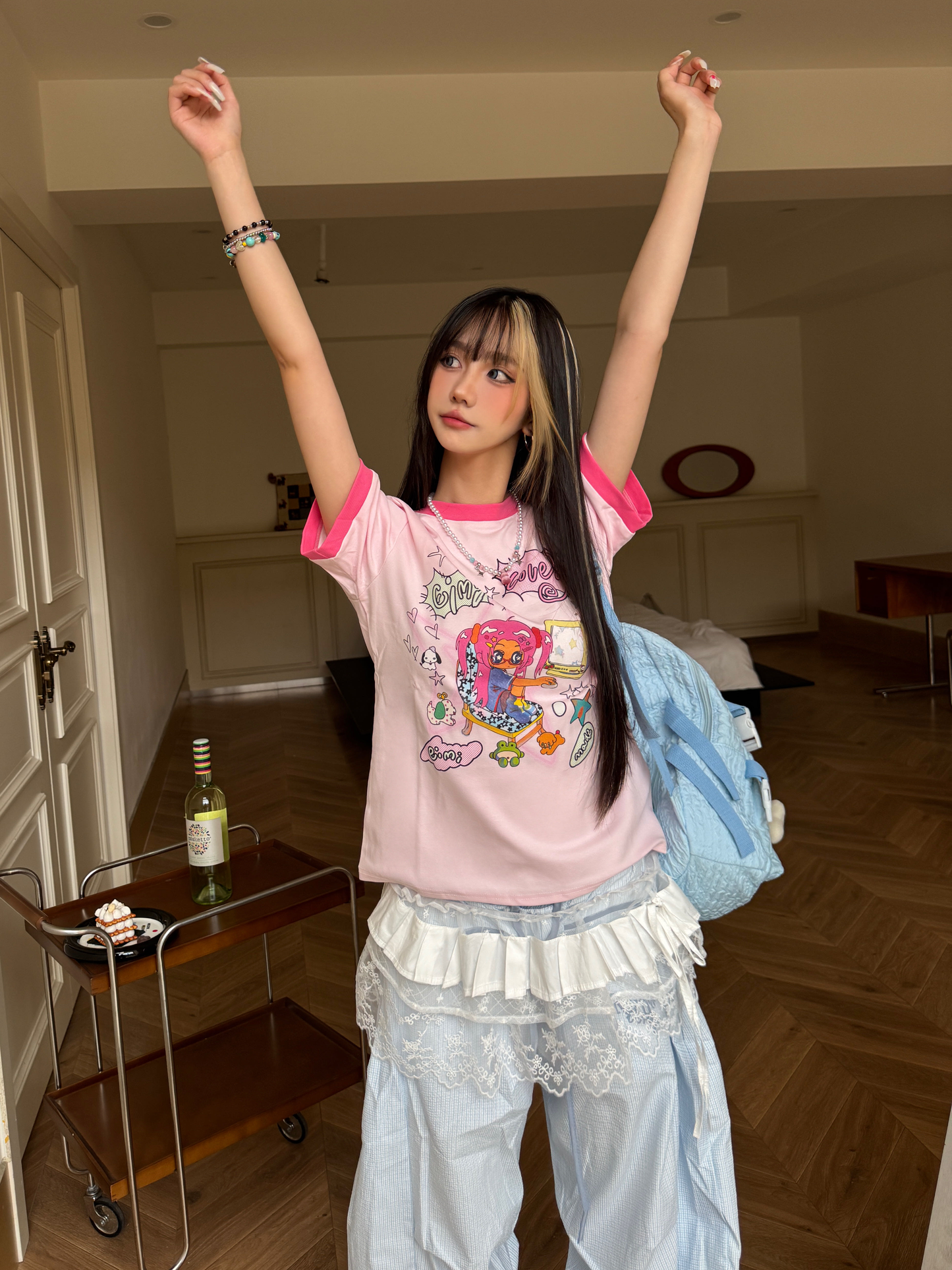 Cartoon girl print T-shirt top PA20255