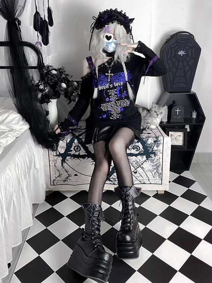 Punk y2k hot girl cross off-shoulder sweatshirt PA20244