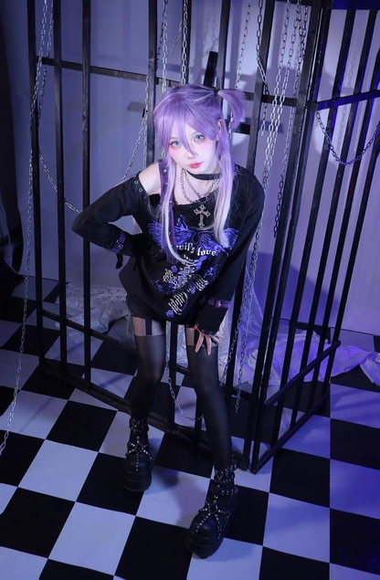 Punk y2k hot girl cross off-shoulder sweatshirt PA20244