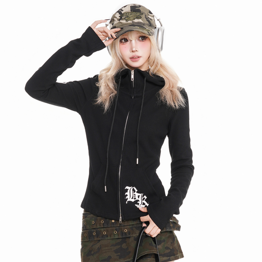 Gothic Hooded Double Zip Cardigan PA20274