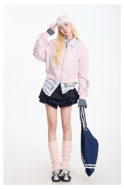 Plaid patchwork jacket and culottes set PA20163