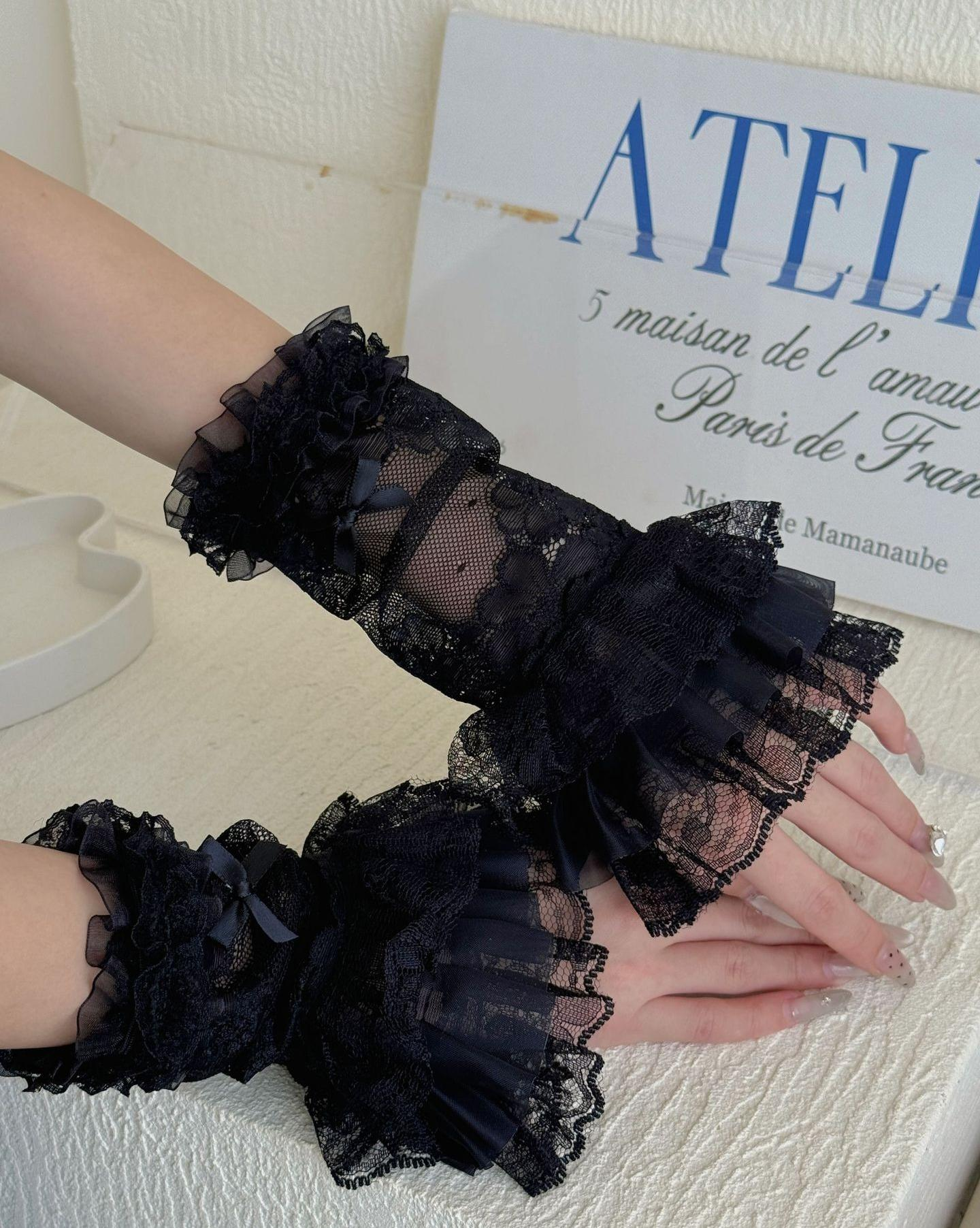 Lace Bow Vintage Diamond Gloves PA20191