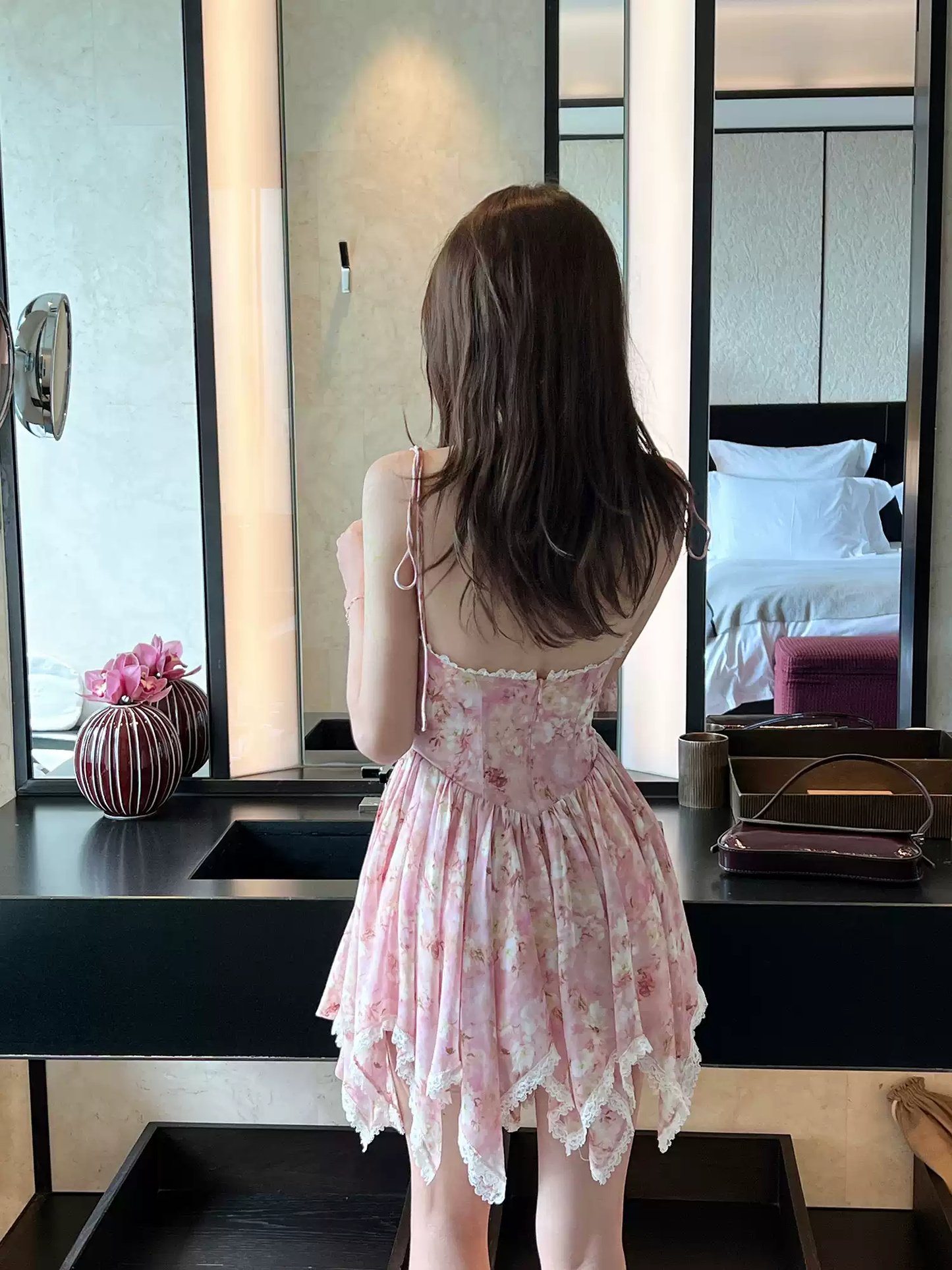 halter floral backless dress PA20185